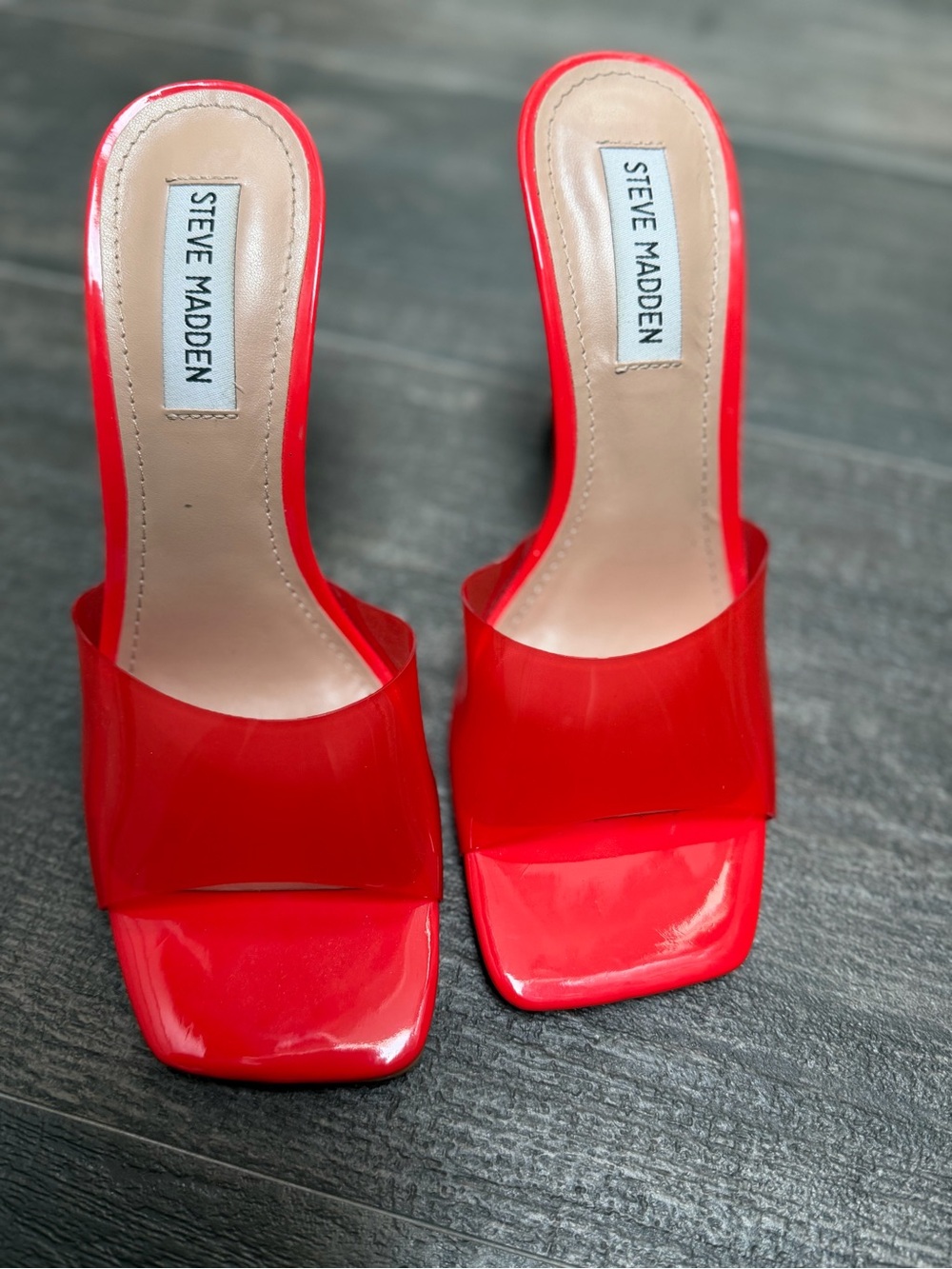 Steve Madden Red Patent Slide Heel Mules - Picture 5 of 7